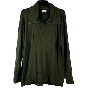 Lou & Grey Signaturesoft Quarter Zip Sweatshirt Olive Army Green XL